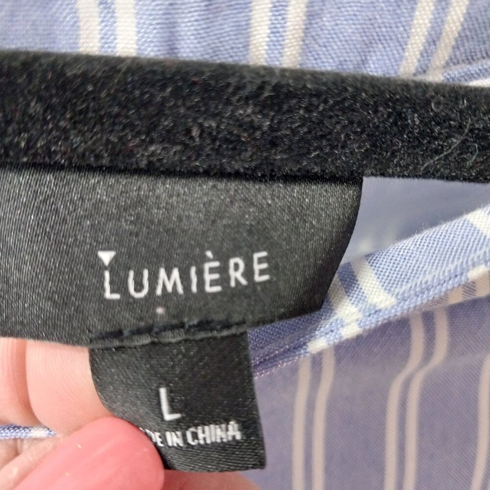 3526 Size Large Lumiere Blue Stripe Pants with Side Zipper and Shorts Lining.NWT - Picture 5 of 6